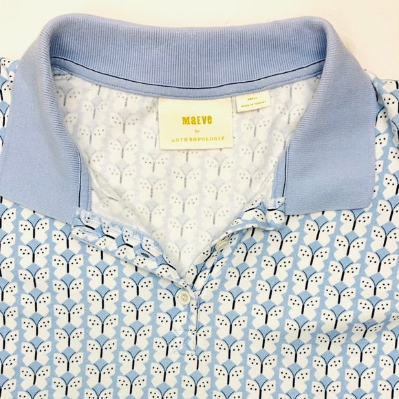 Maeve Anthropologie Women S Short Sleeve Polo Butterflies Pique Cotton Stretch - Picture 2 of 11